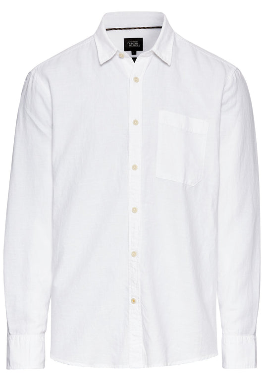 Langarm-Leinenhemd mit Soft-Wash-Veredelung (White)