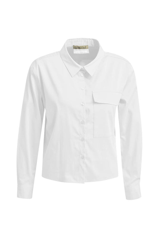 Solid Shirt Collar Blouse (White)