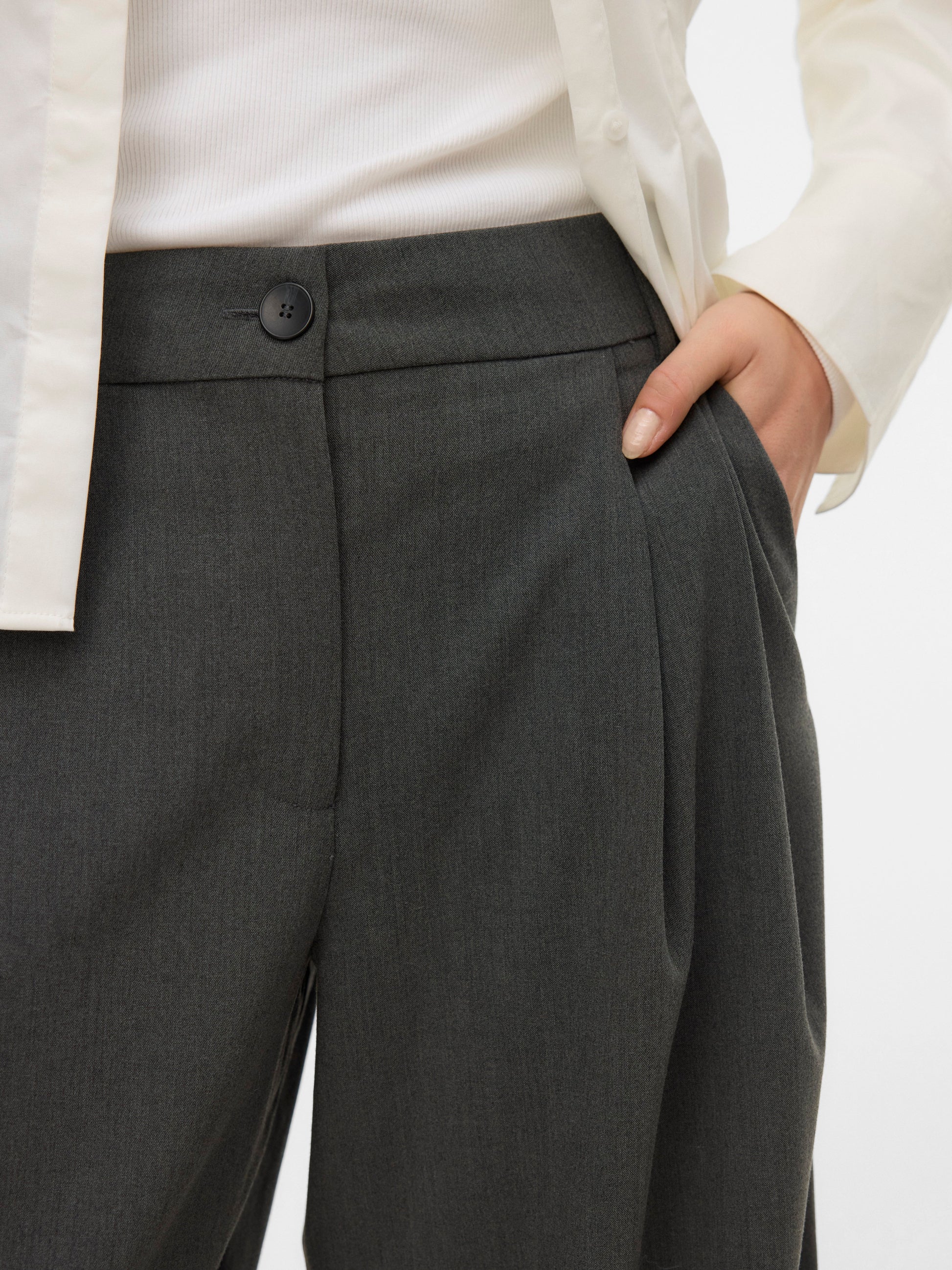 Vmstella Mw Wide Pleat Pant Noos (Dark Grey Mel)