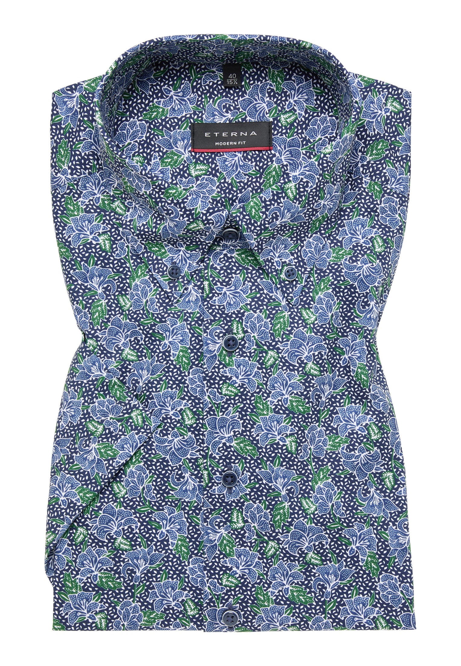 ETERNA bedrucktes Twill-Kurzarmhemd MODERN FIT (Grün)