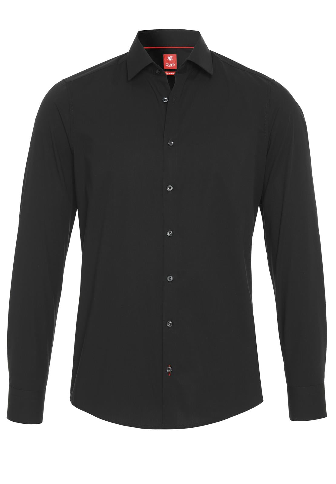 PURE- City Hemd slim fit Langarm (Schwarz)