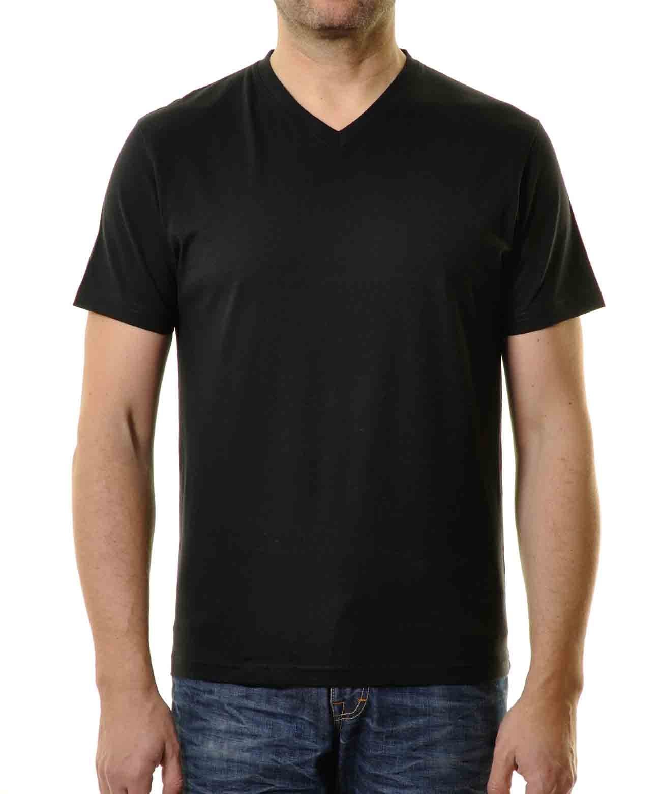 RAGMAN Doppelpack - 2 T-Shirts mit V-Ausschnitt (Schwarz)