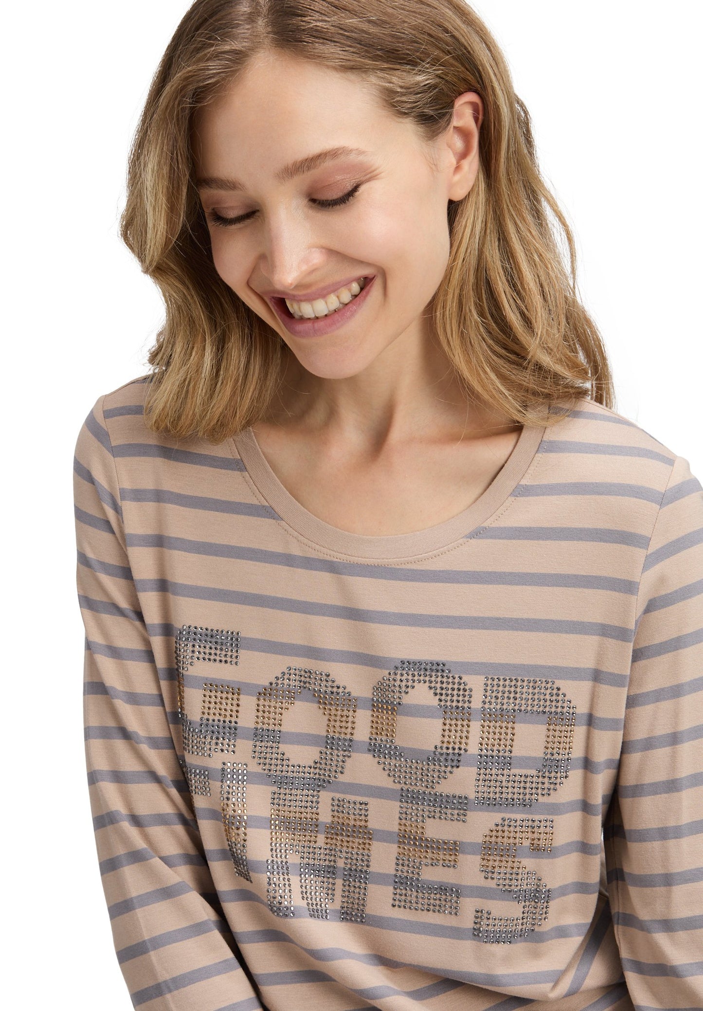 Ringelshirt (Beige/grey)