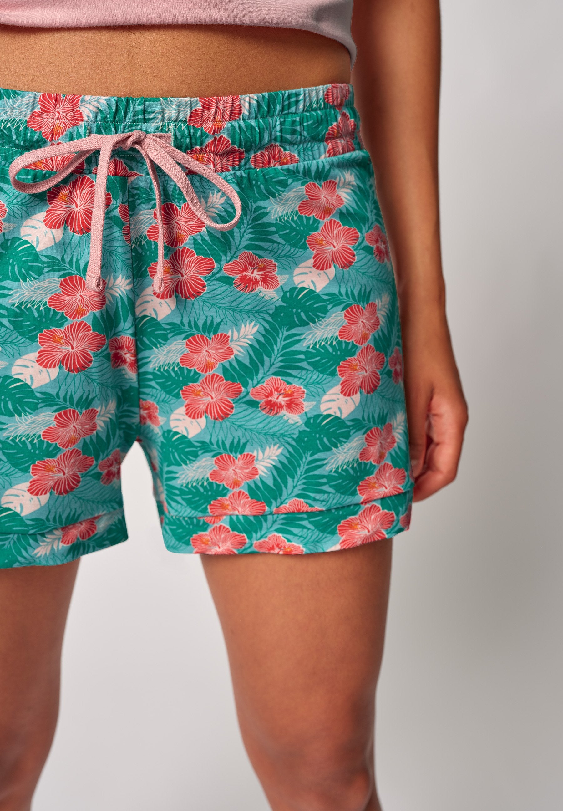 SKINY Damen Shorts Night In Skiny 03 (Hibiscus Leaves)