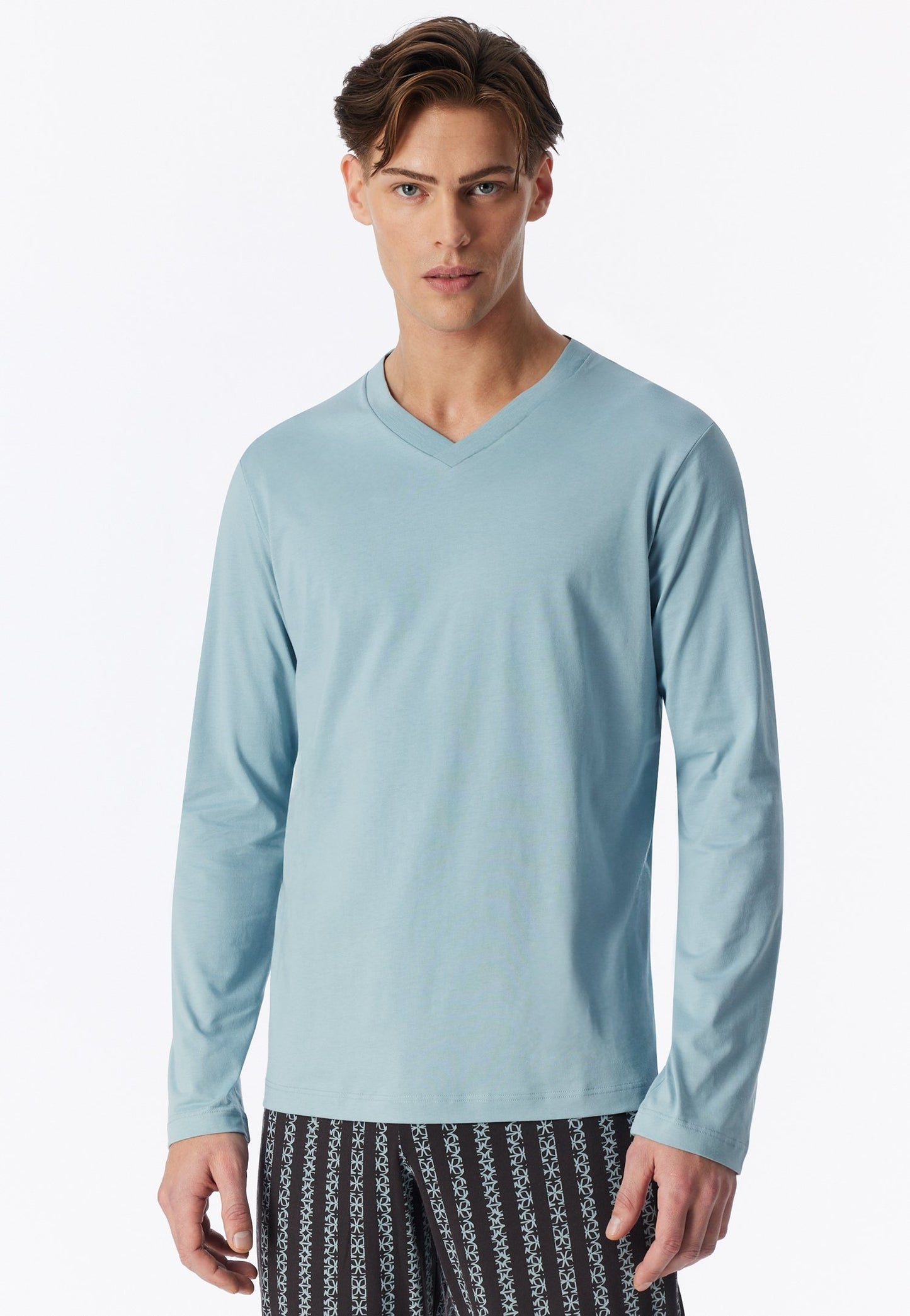 Langarmshirt V-Ausschnitt (Eisblau)