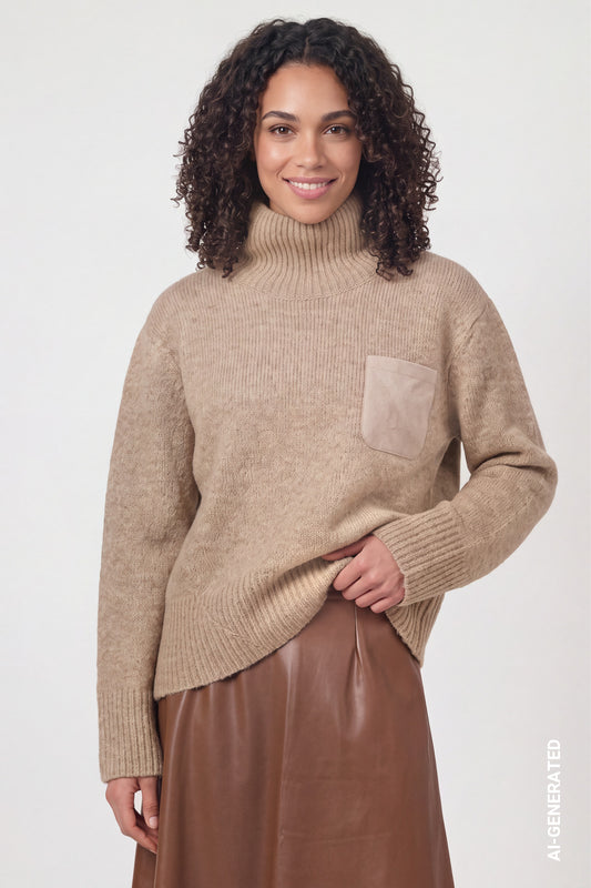 Strickpullover mit Brusttasche (Sesame)