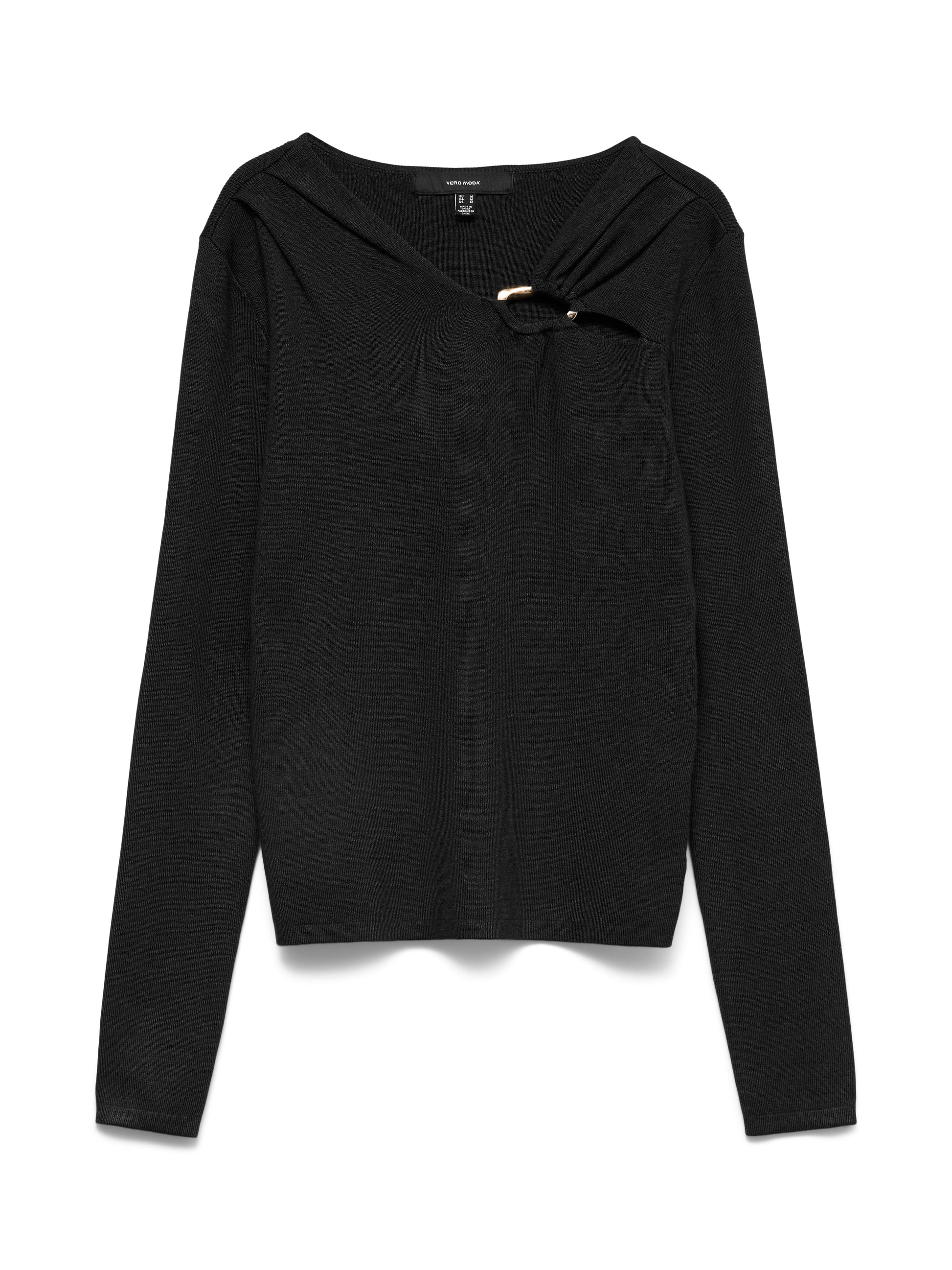 Vmjain Buckle V-neck Pullover (Black/w. G)