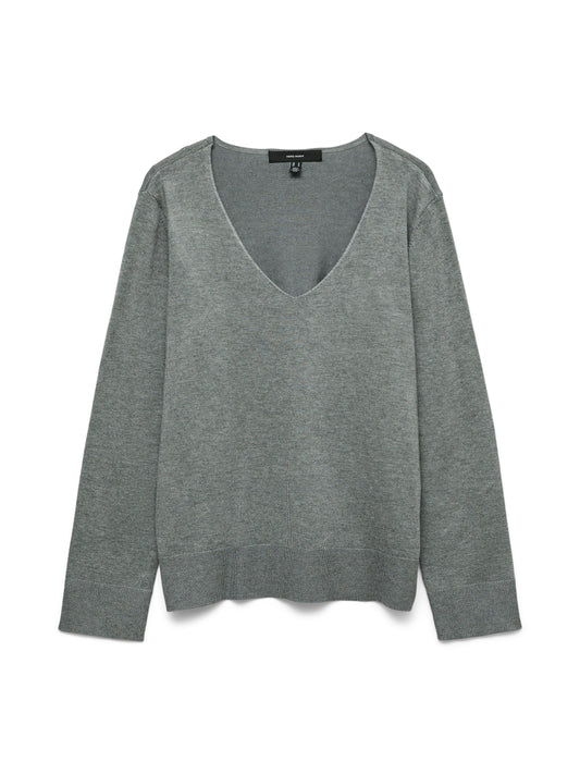 Vmsilje Ls V-neck Pullover Ga Noos (Medium Grey M)