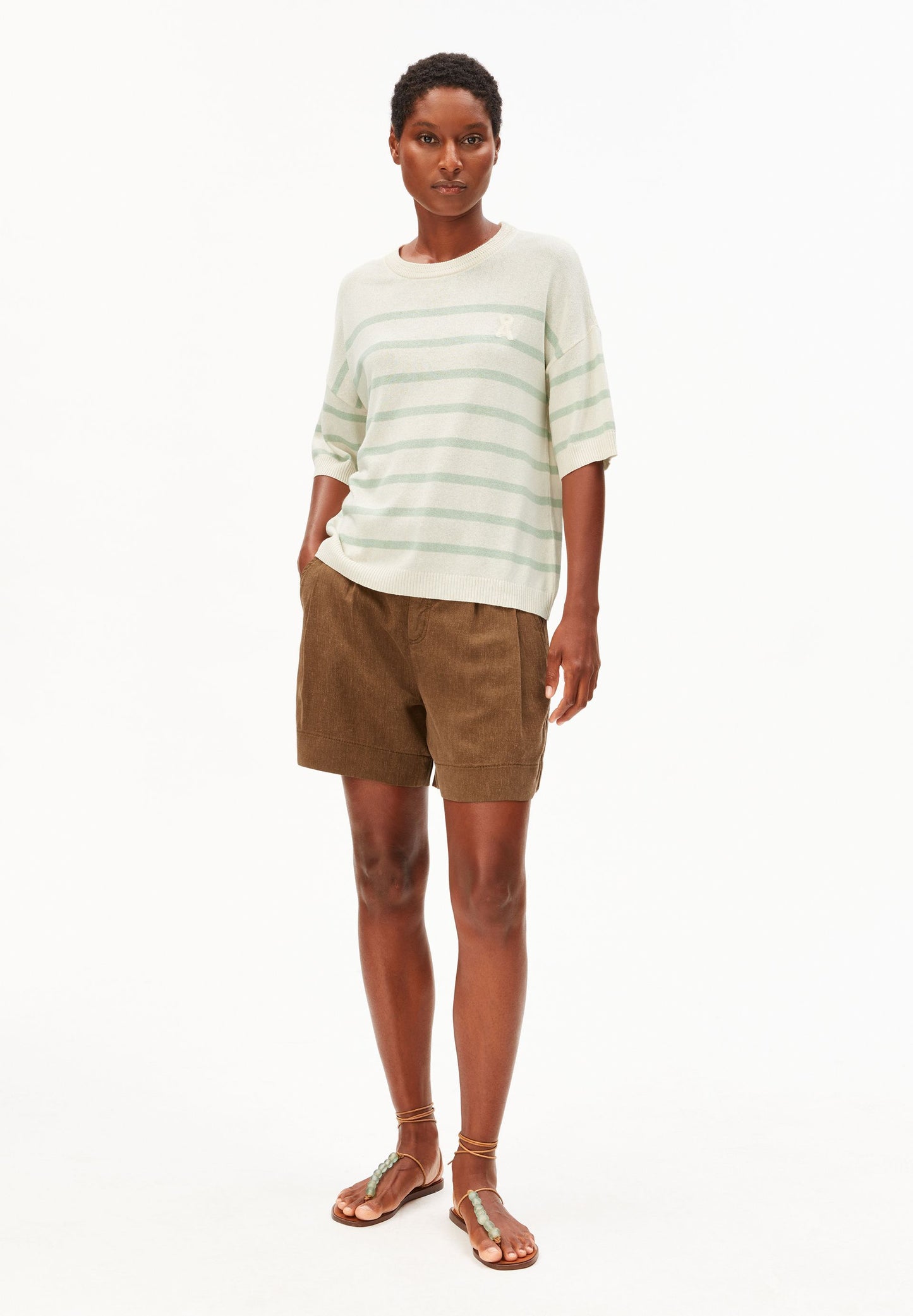 Striped Linen Blend Sweater (Undyed-foam)