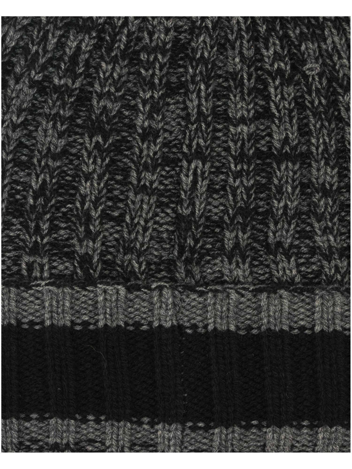 Polyacryl Kopfbedeckung Melierte bugatti Beanie mit farblich abgesetzem Umschlag (Black)