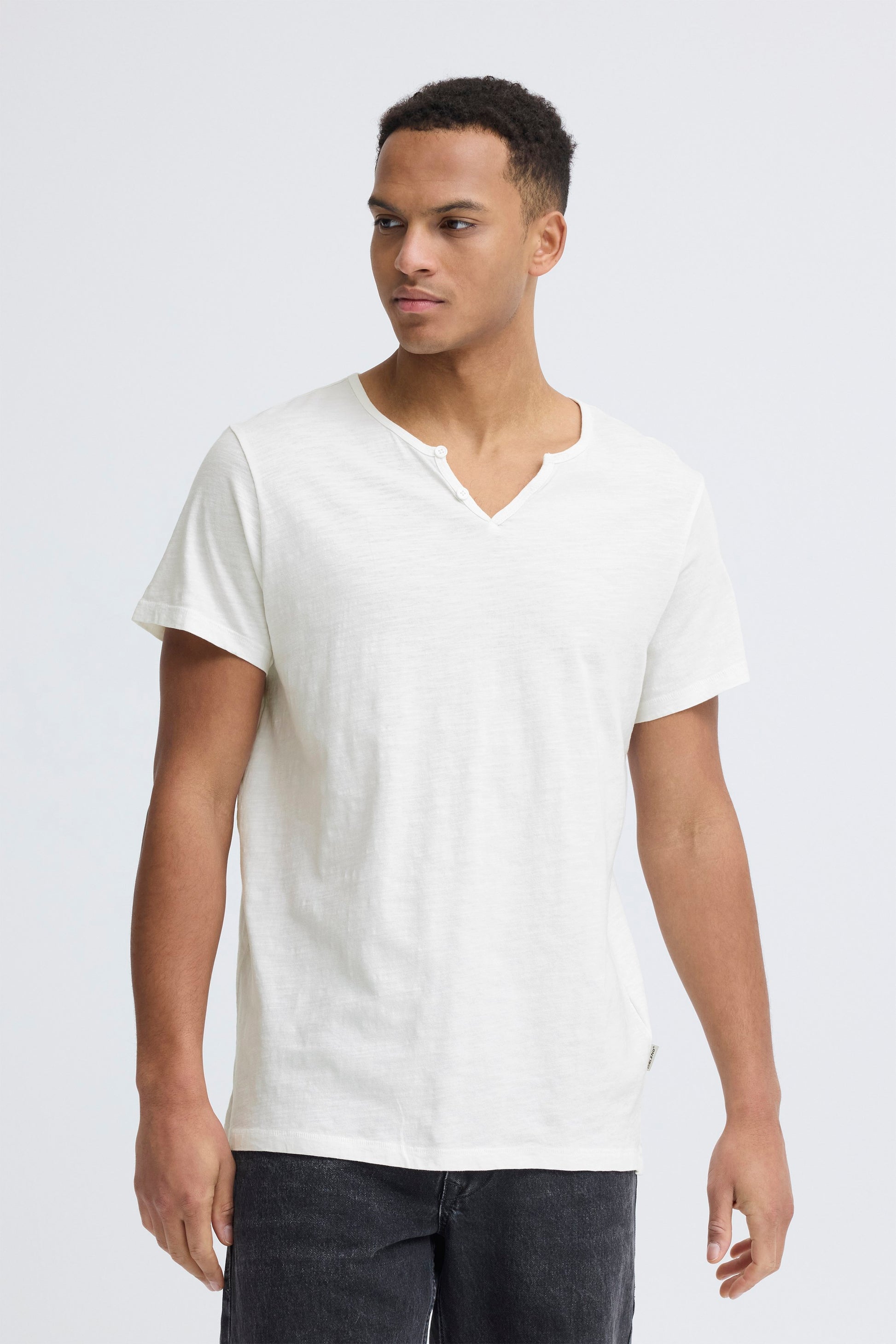 Bhaston Split Neck Tee (Snow White)