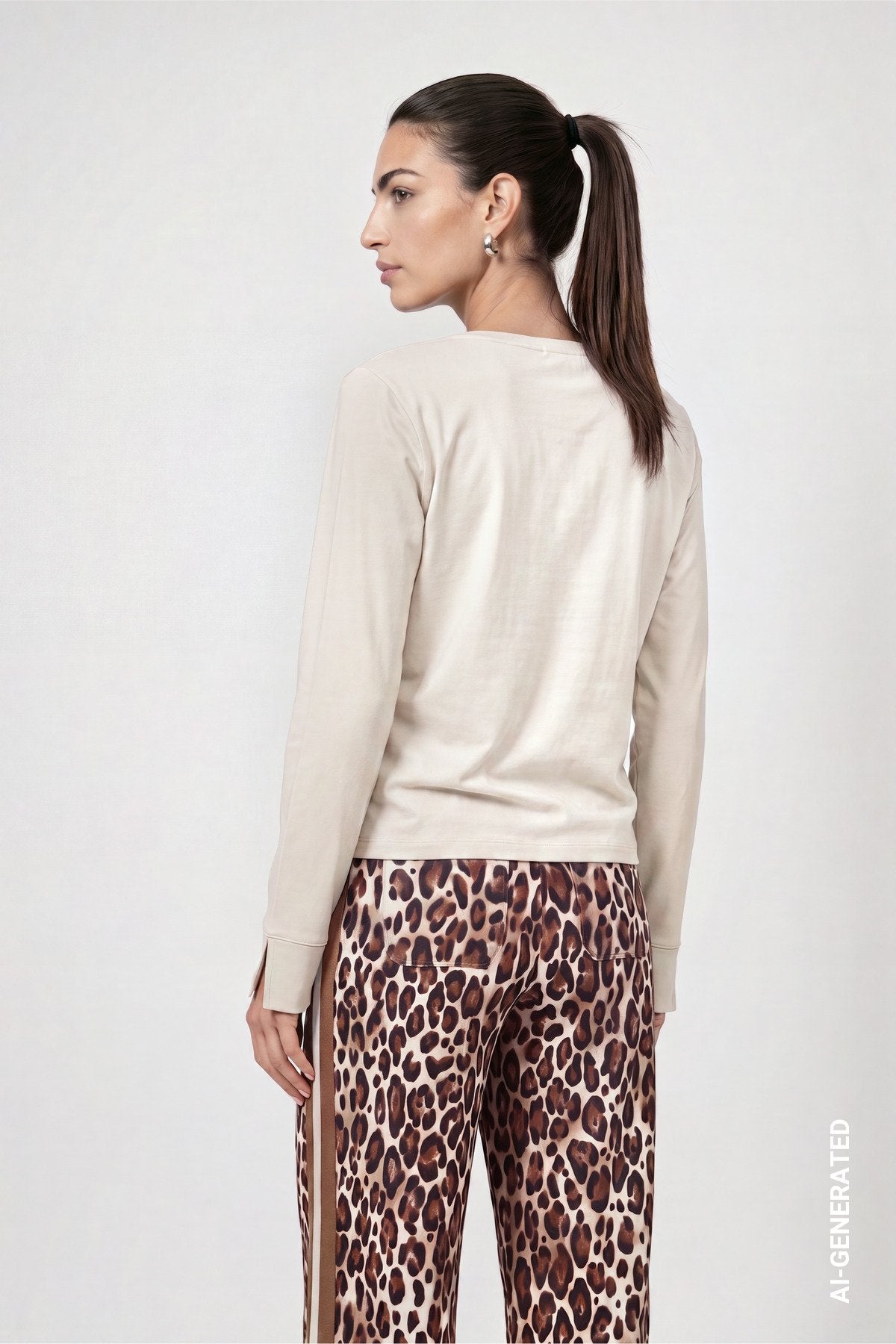 Langarmshirt mit Print (Antique White)