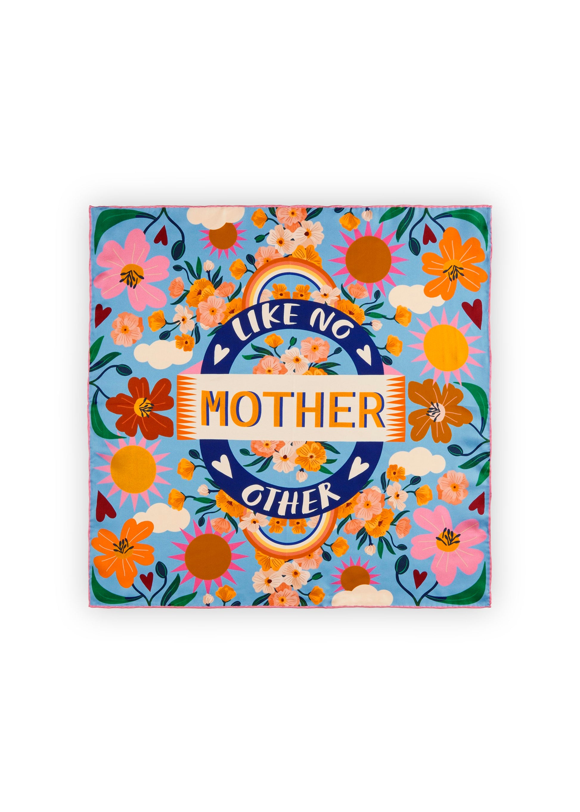 Premium Nickituch aus reiner Seide mit Love-Mom-Quote (Blu1 Blau)