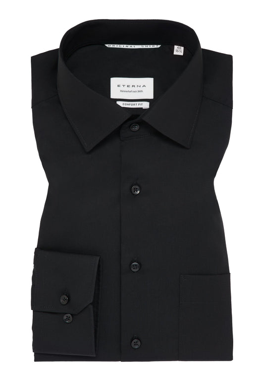 Original Shirt Popeline Langarm (Schwarz)