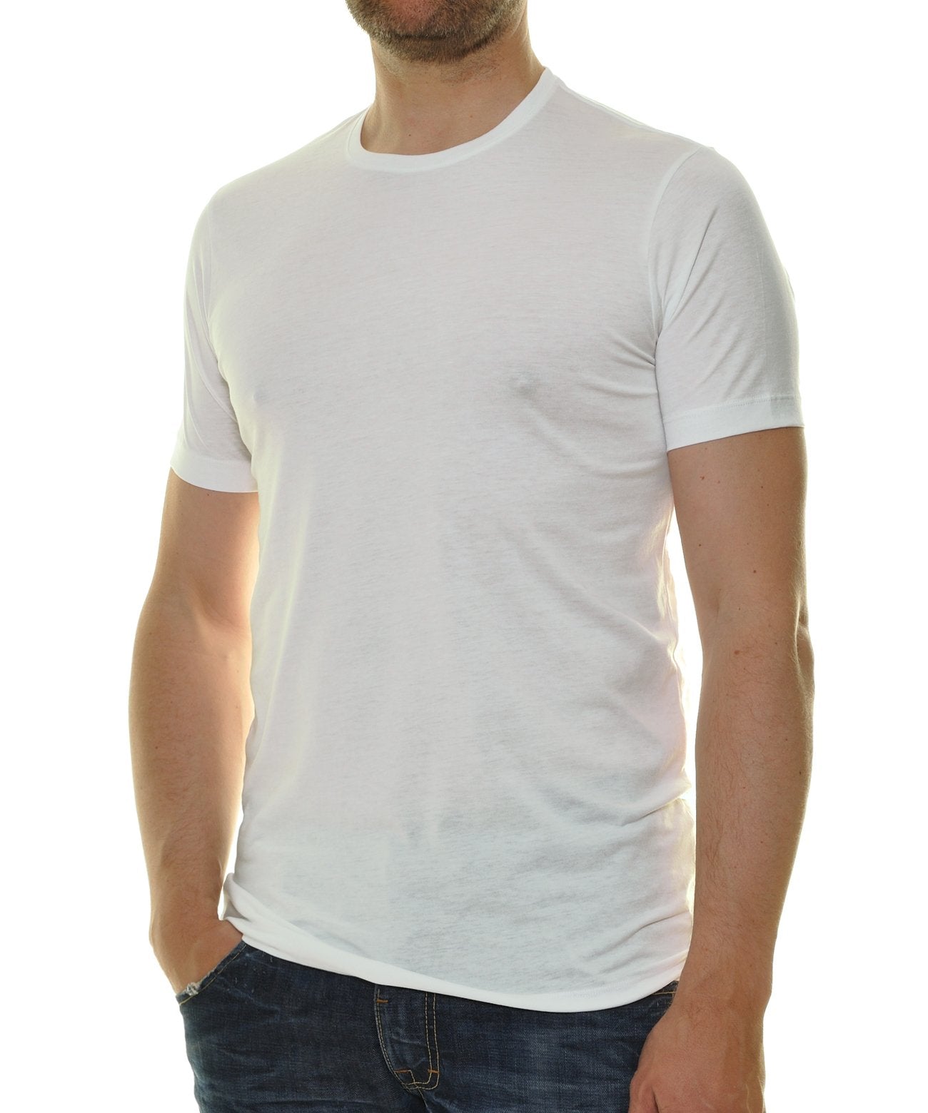 2 T-Shirt Doppelpack Bodyfit mit Rundhals (Weiss)