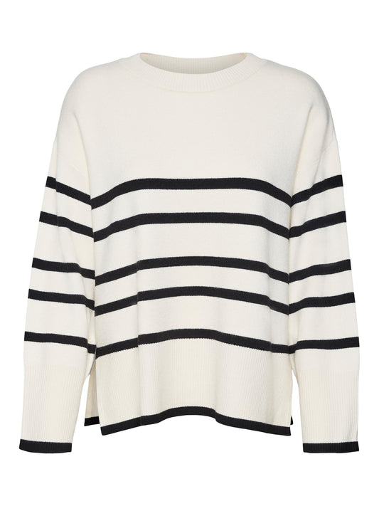Vmsaba Ls O-neck Stripe Pullover Ga Noos (Birch/w Bl)