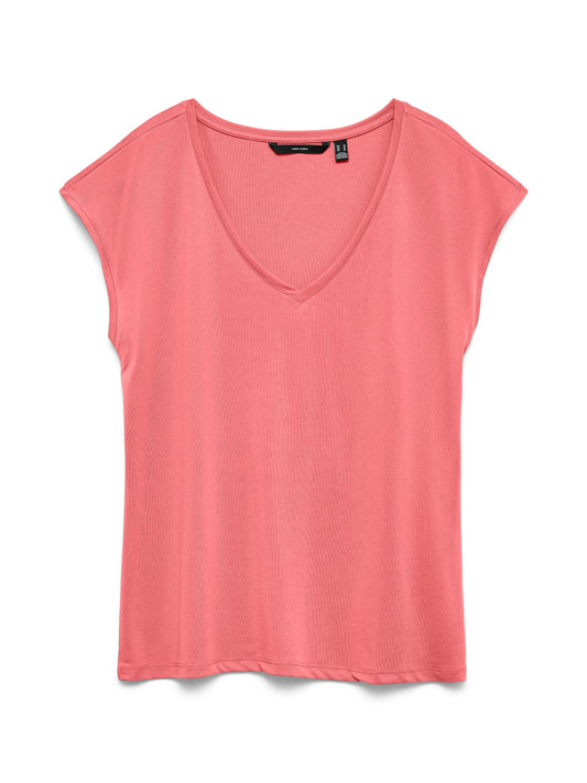 Vmfilli Ss V-neck Tee Noos (Coral Paradis)