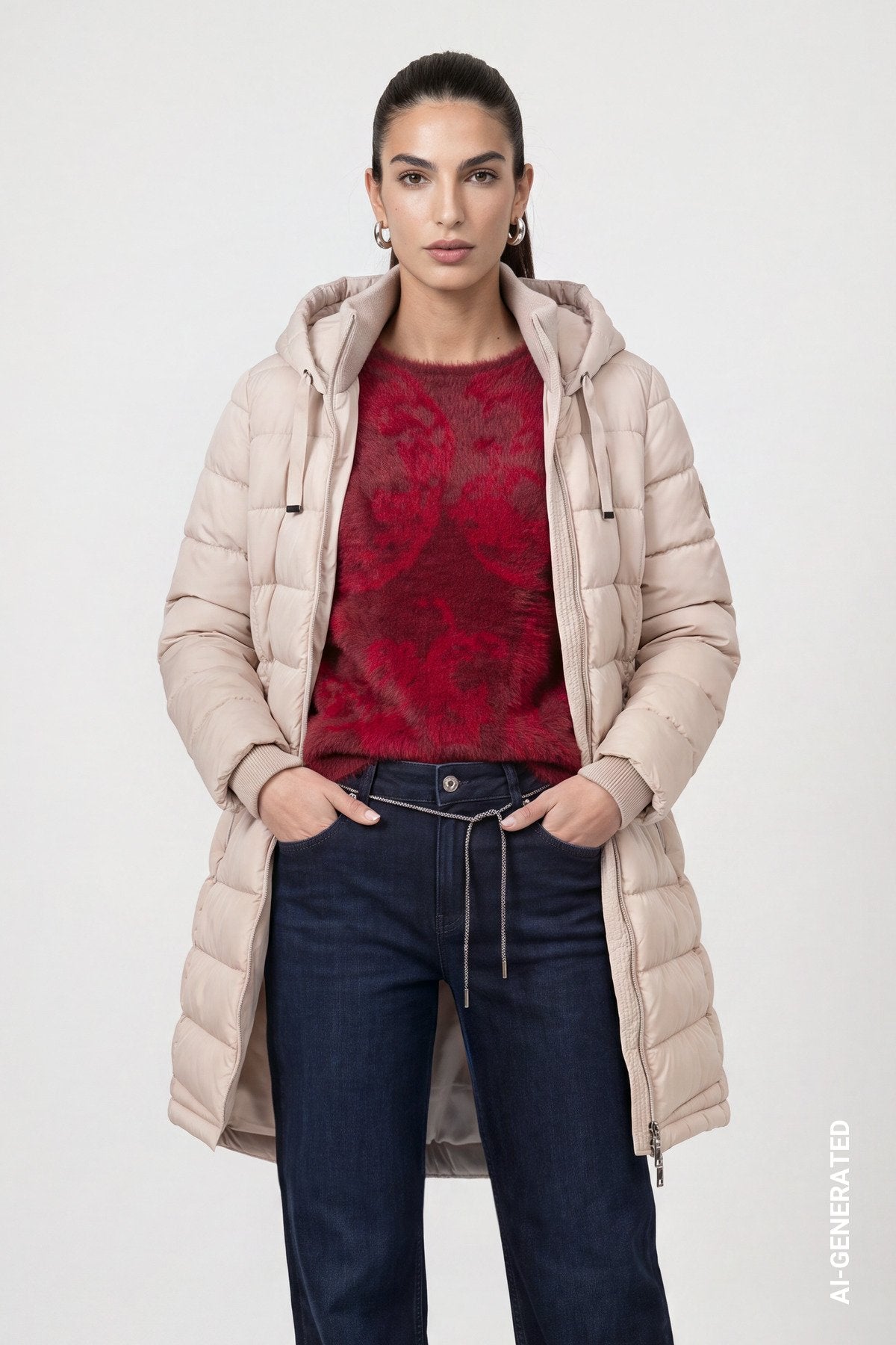 Steppmantel mit Lurex (Cappuccino)