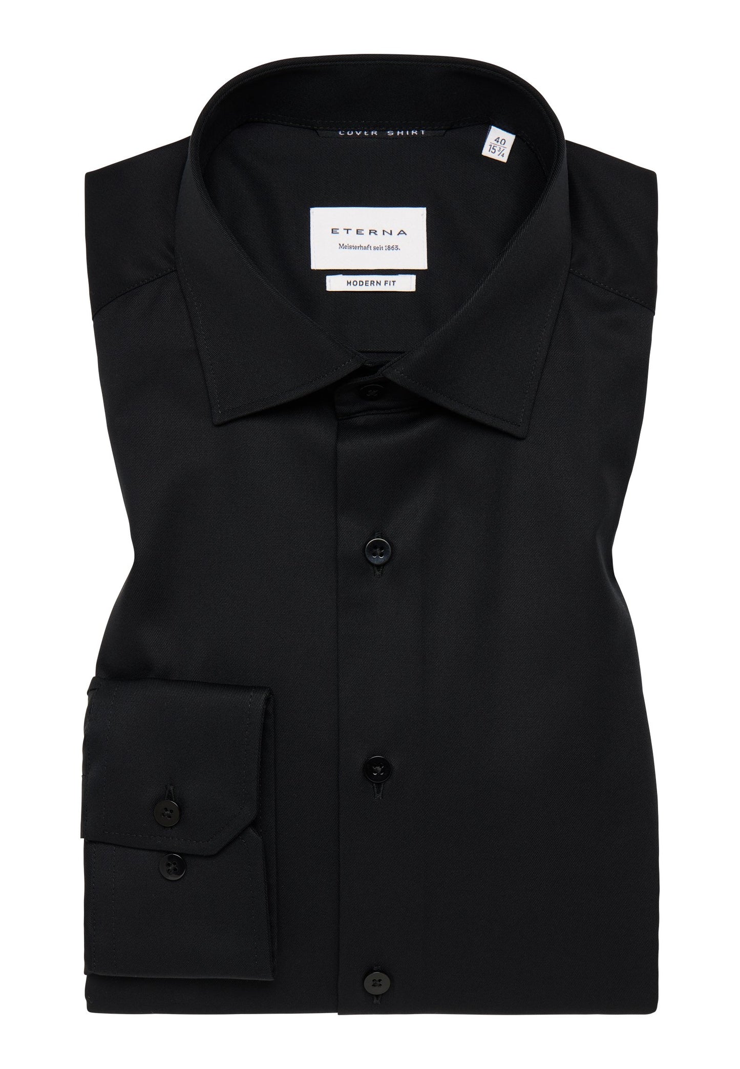 ETERNA unifarbenes Cover Shirt MODERN FIT (Schwarz)