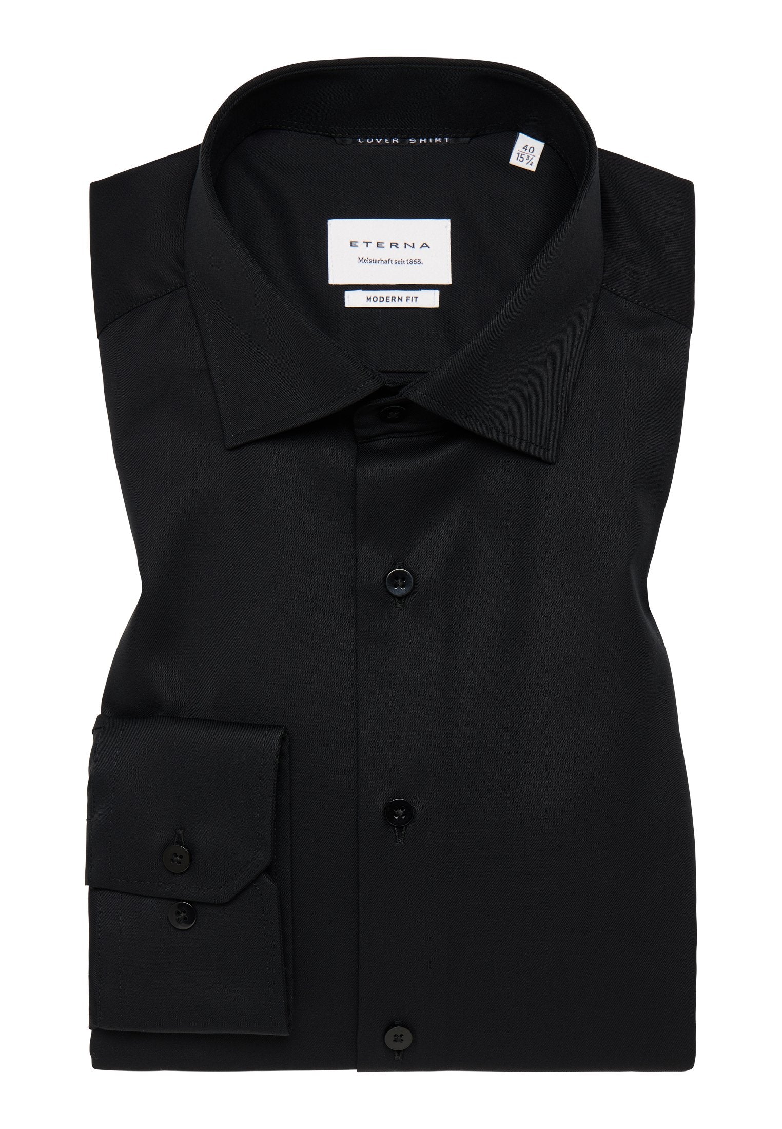 ETERNA unifarbenes Cover Shirt MODERN FIT (Schwarz)