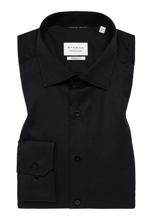 ETERNA unifarbenes Cover Shirt MODERN FIT (Schwarz)