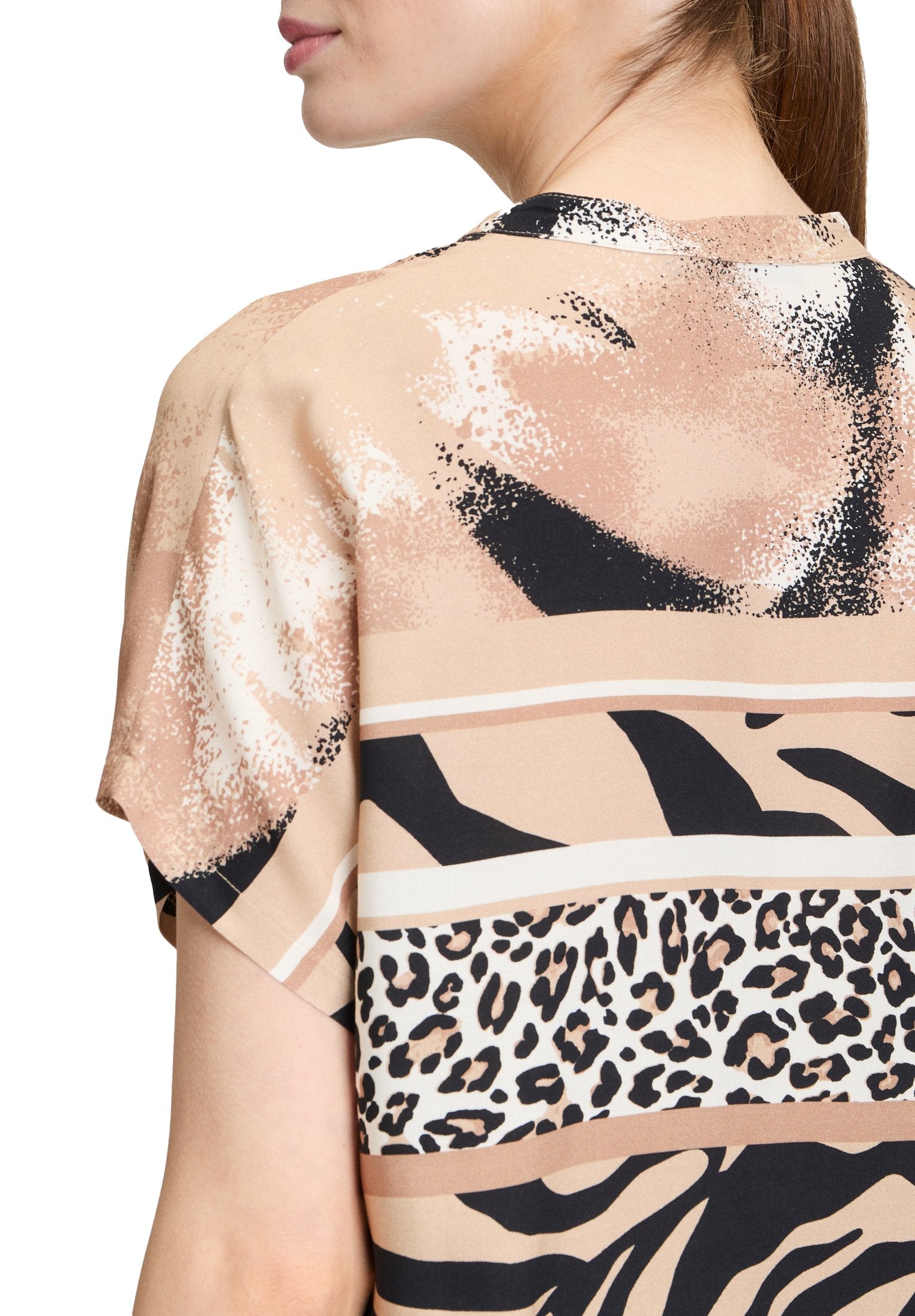 Longbluse (Beige/black)