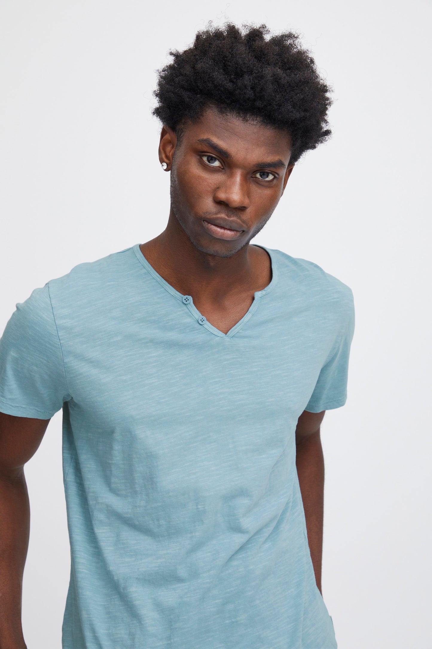 BHAshton split neck tee (Dusty Blue)