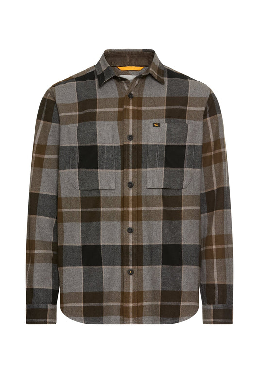 Flanellhemd mit Kontrastdetails und Brusttaschen (Asphalt)