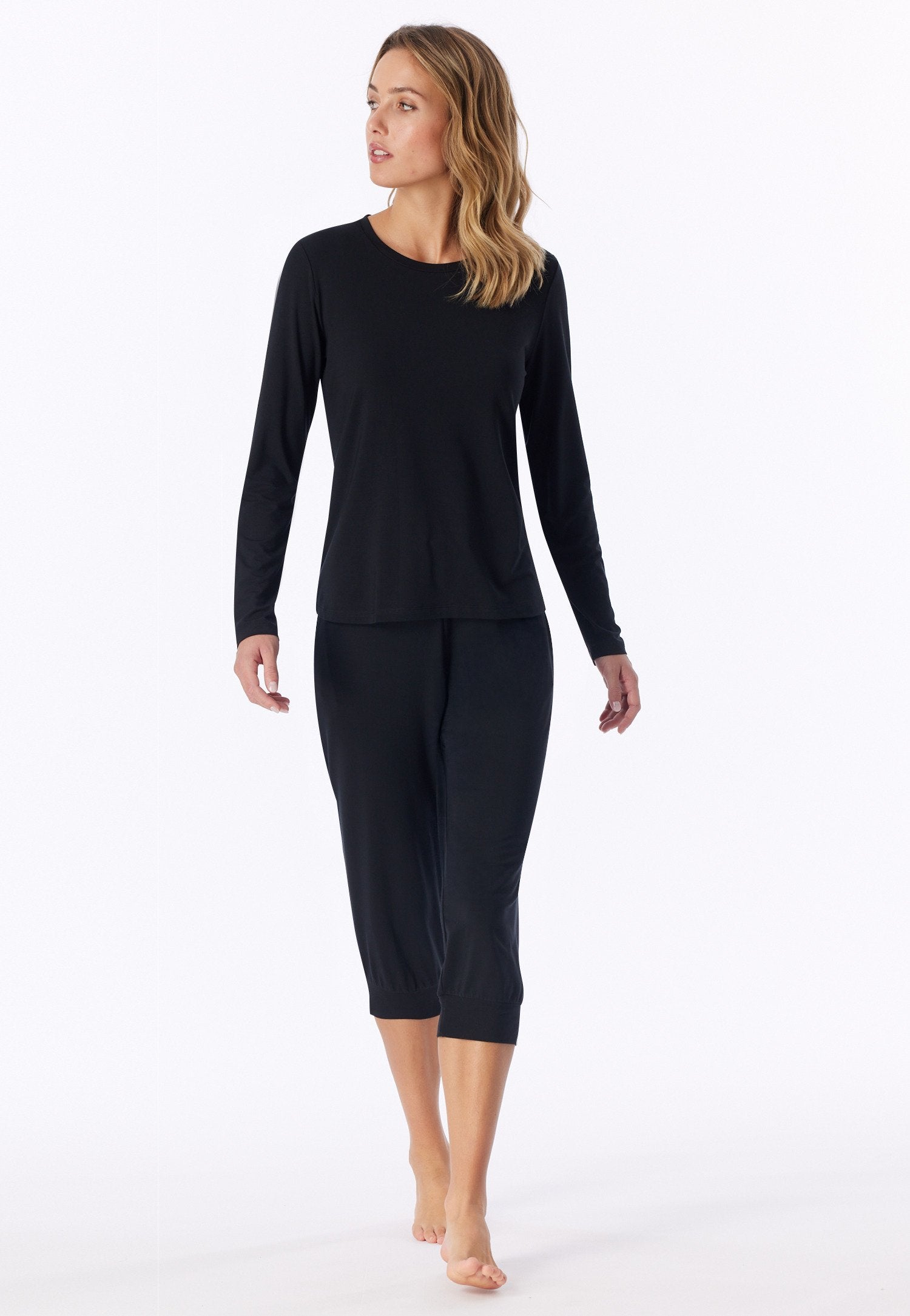 Shirt langarm Rundhals (Schwarz)