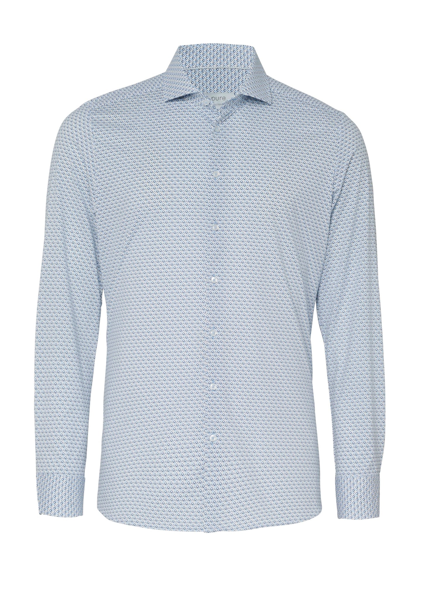 PURE- Functional Hemd Langarm (Druck Mittelblau)