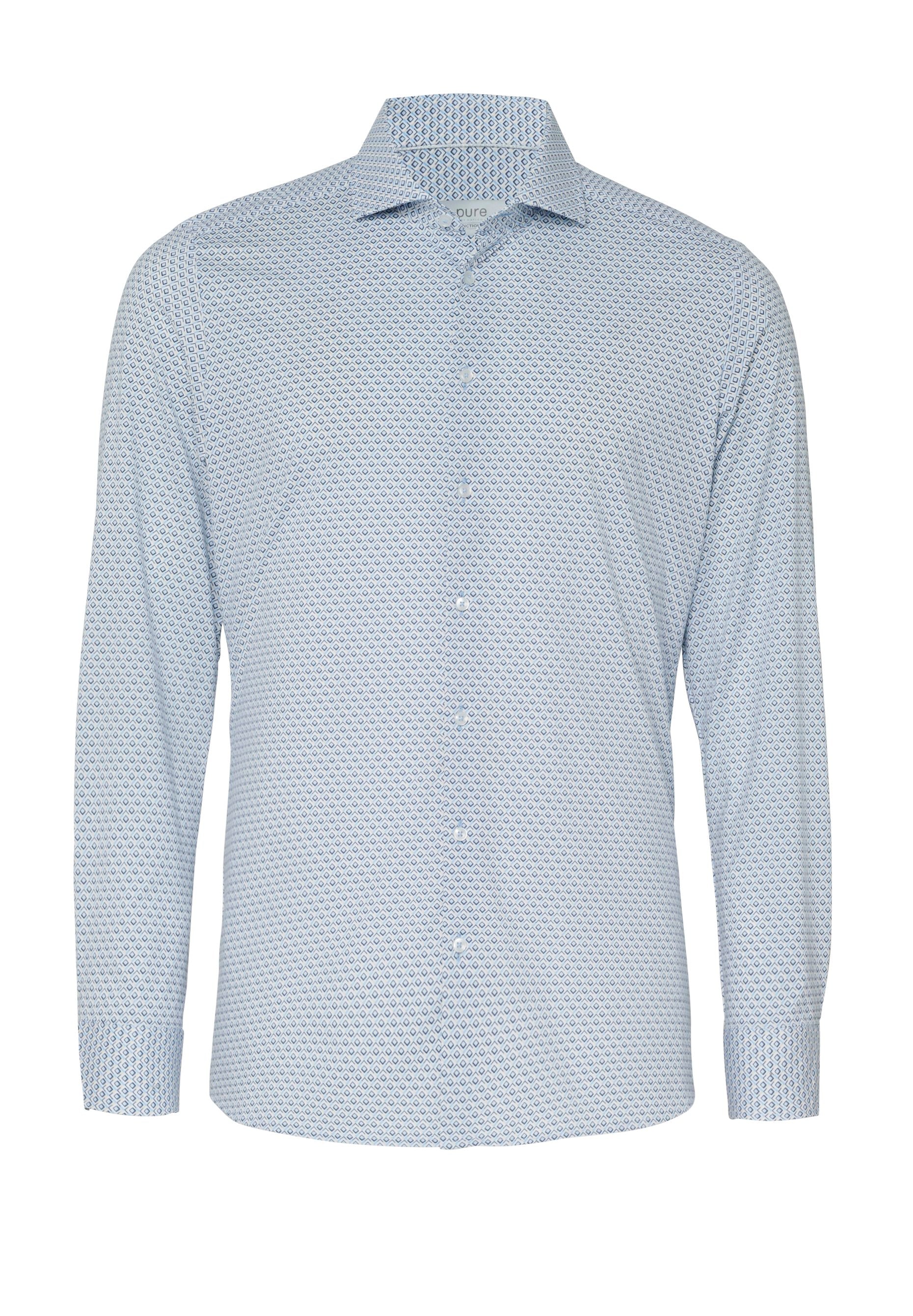 PURE- Functional Hemd Langarm (Druck Mittelblau)
