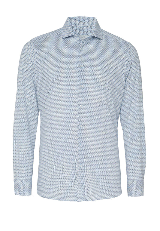 PURE- Functional Hemd Langarm (Druck Mittelblau)