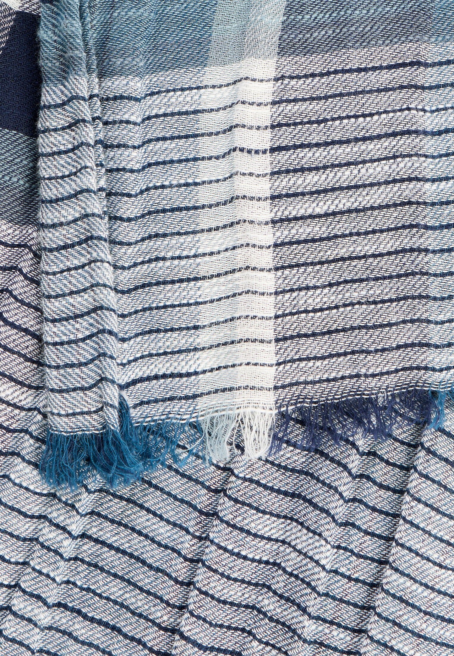 Multicolour Webschal aus Baumwoll-Twill (Dark Navy)