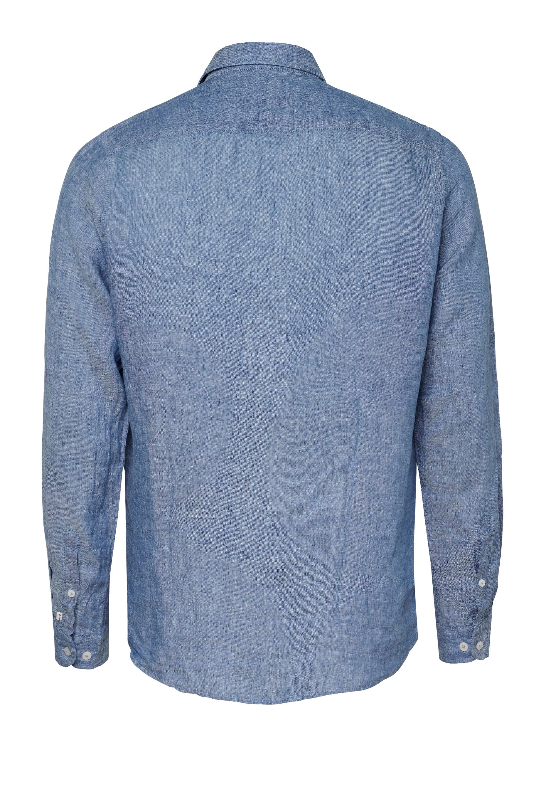 PURE- Casual Hemd Langarm (Uni Mittelblau)