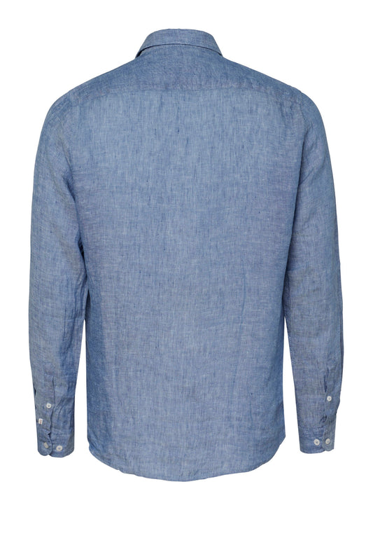 PURE- Casual Hemd Langarm (Uni Mittelblau)