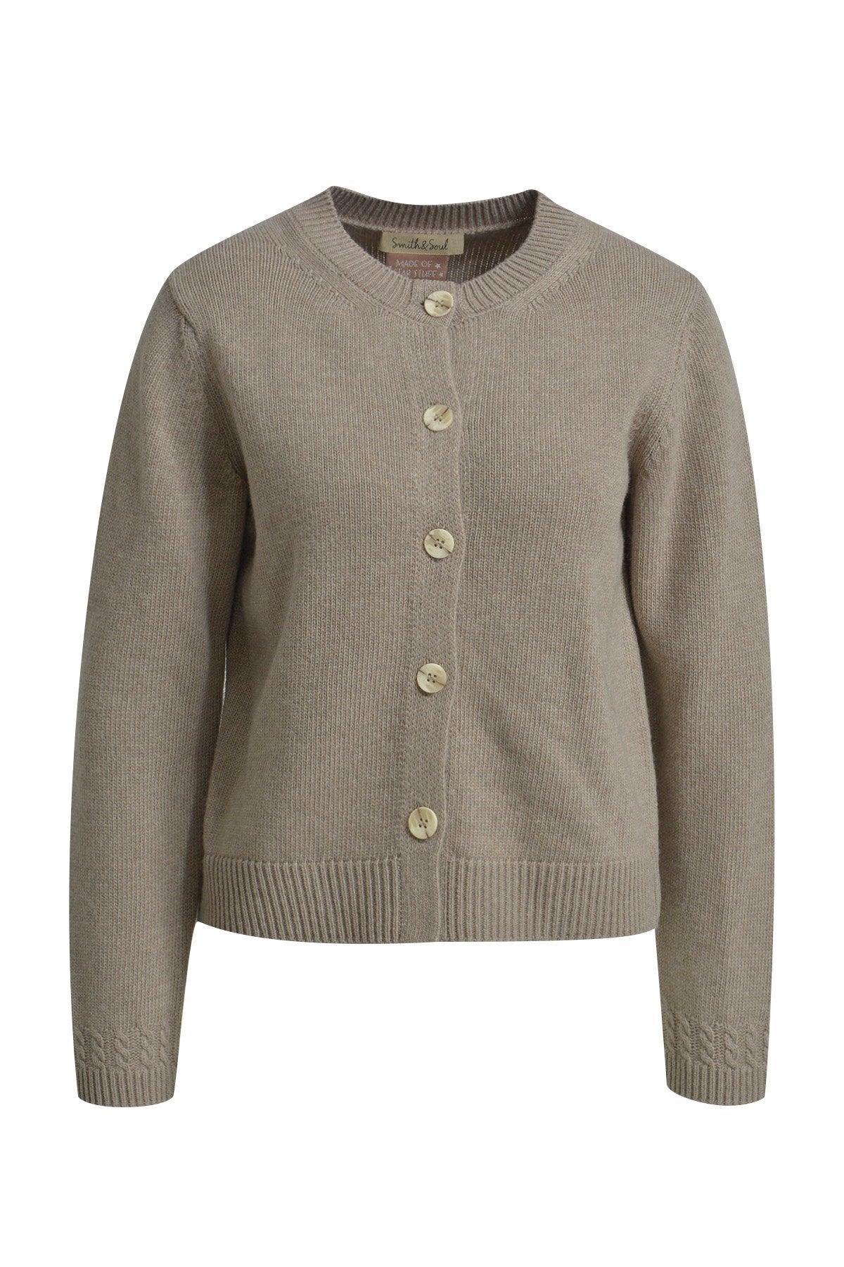Round Neck Button Cardigan (Taupe)
