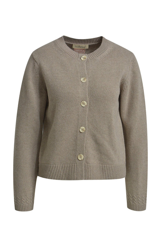 Round Neck Button Cardigan (Taupe)