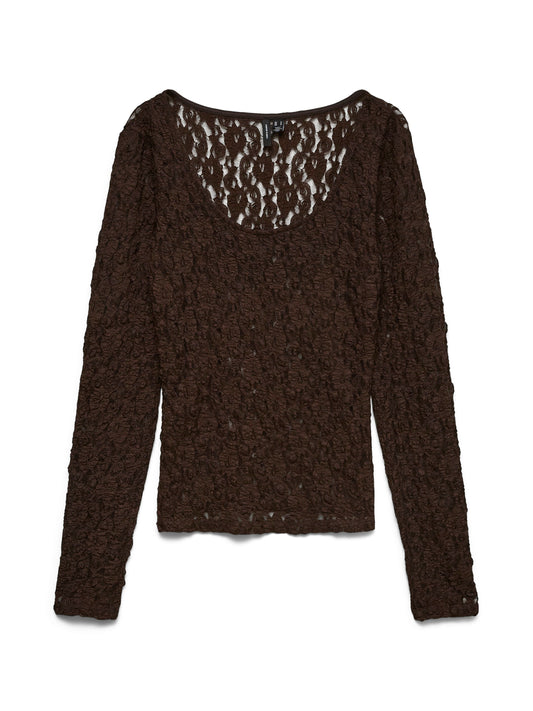 Vmflora Ls 2-way Lace Top Jrs Noos (Chocolate Tor)