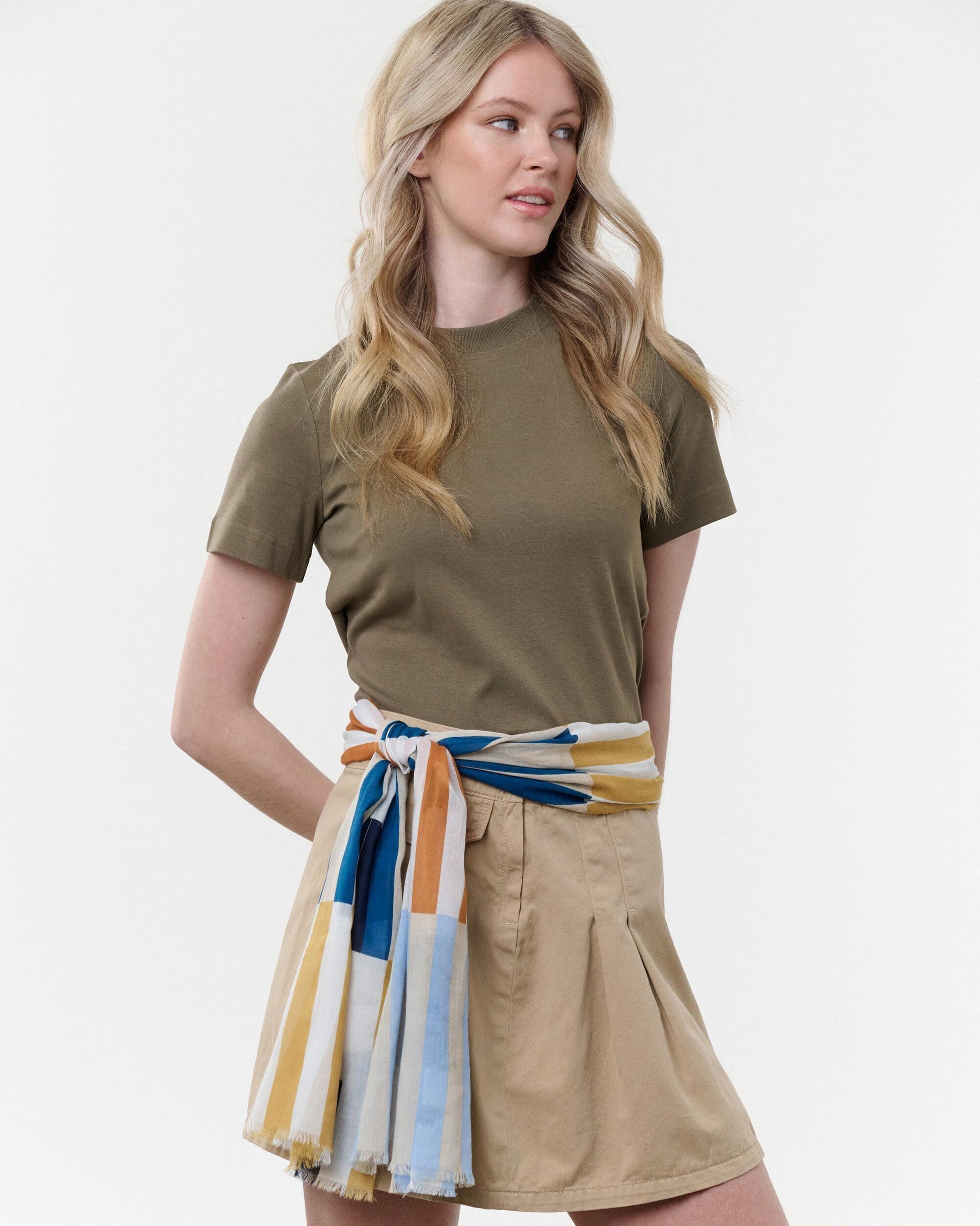 Schal Schal mit Streifen im Retro-Design aus Baumwolle (True Blue)