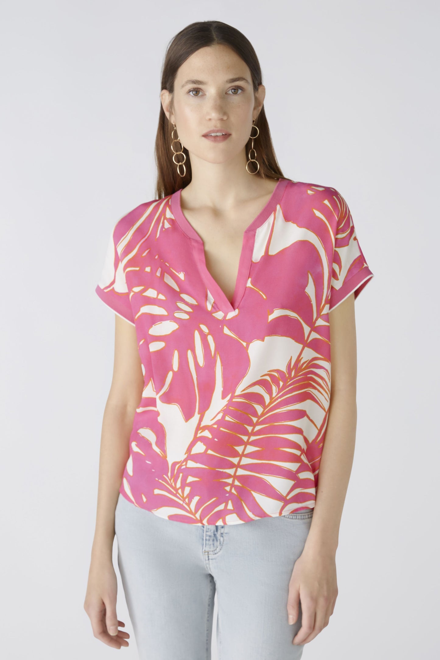 Blusenshirt Viskosepatch (Pink White)