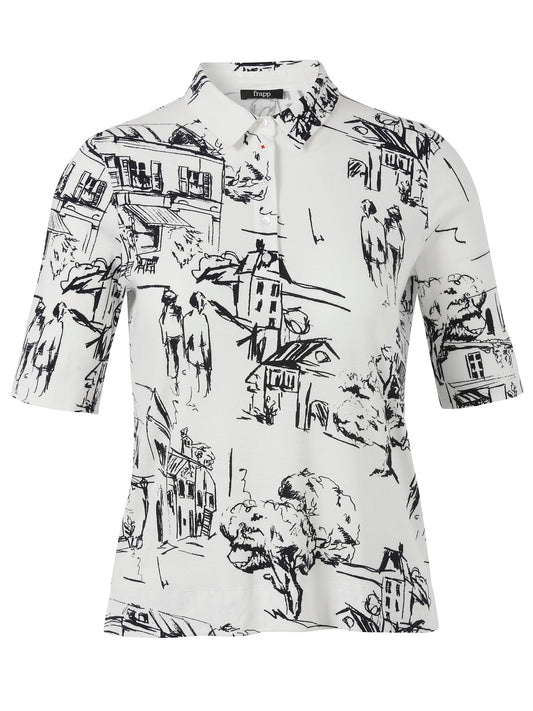 T-Shirt Polo 1/2 Arm Druck (Offwhite Multico)