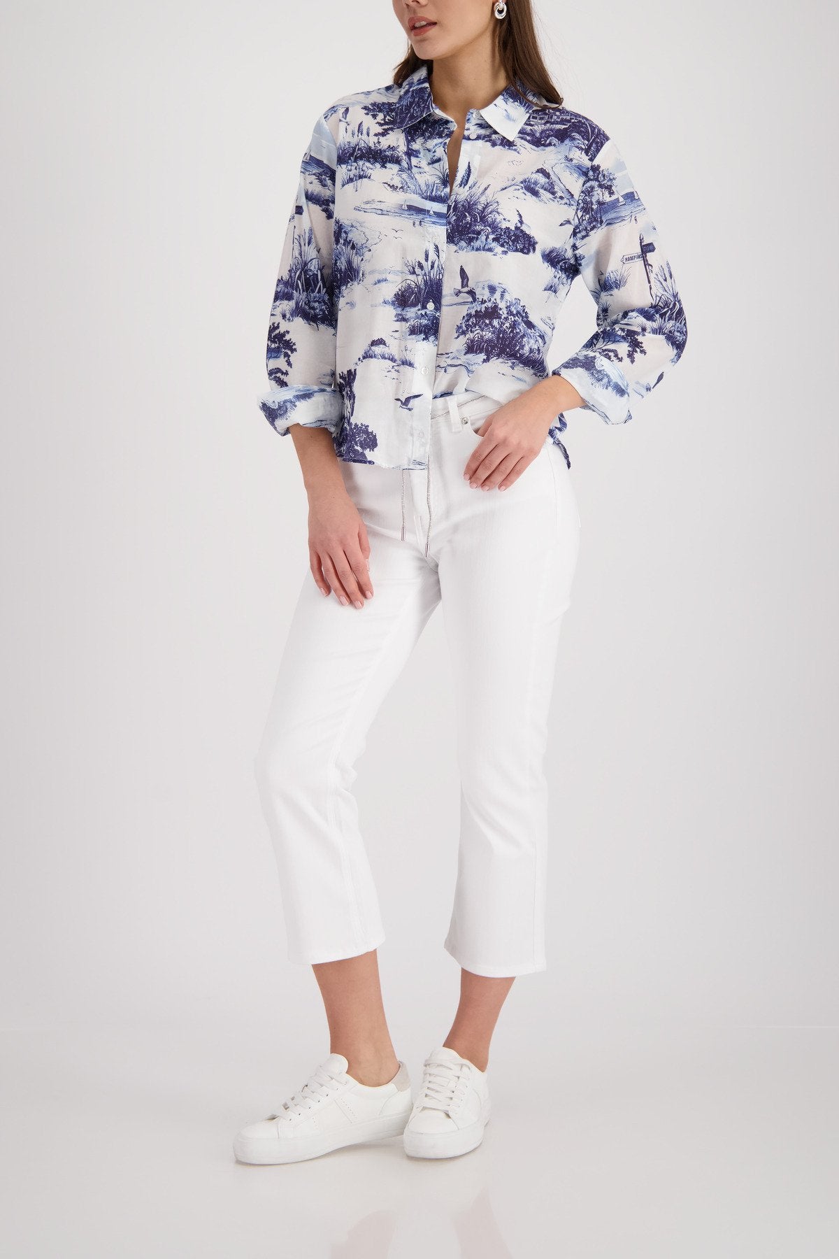 Bluse (Marine Gemustert)