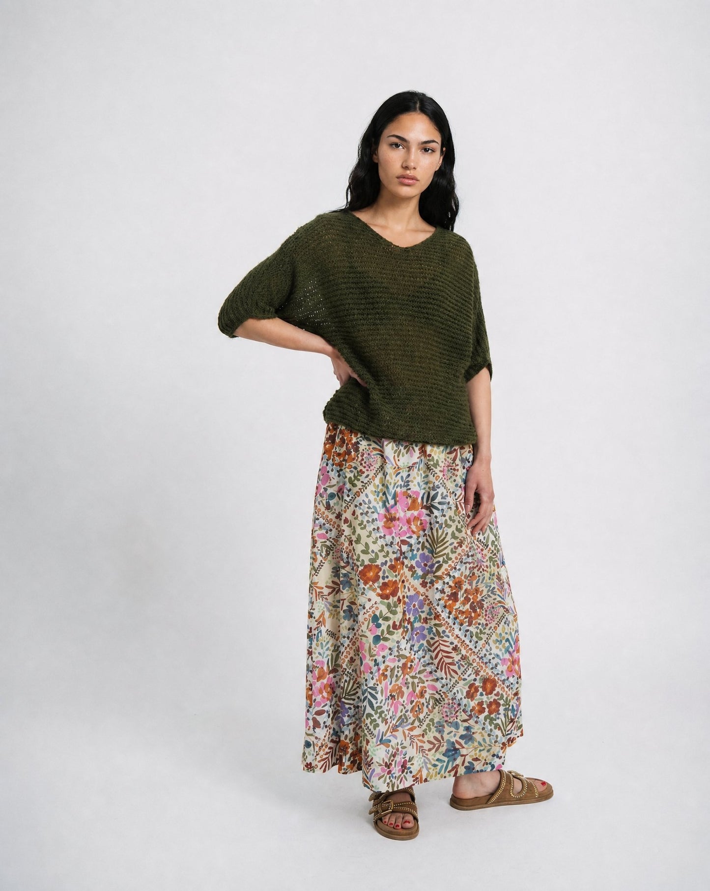 Hairy Boatneck Pullover (Olive)