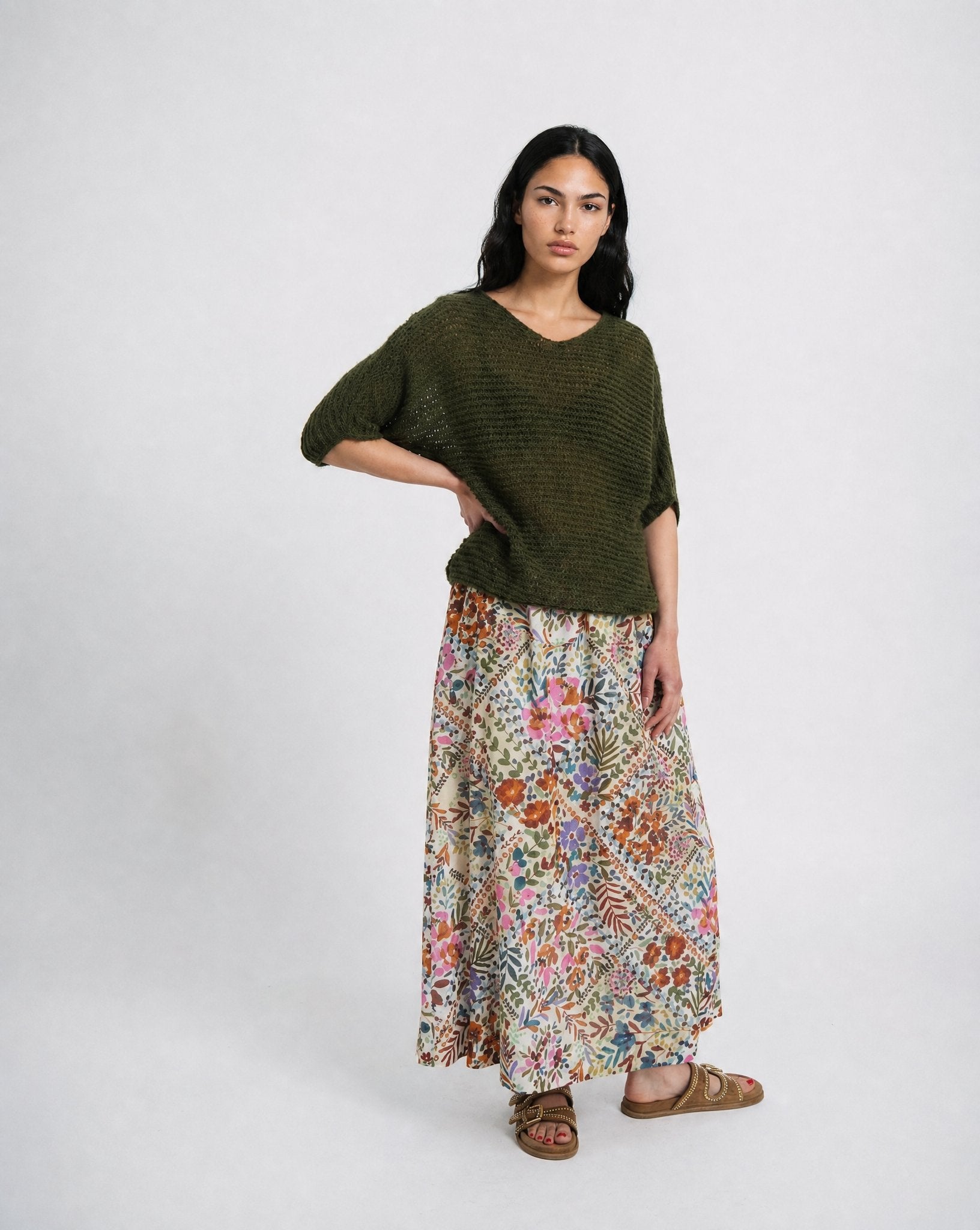 Hairy Boatneck Pullover (Olive)