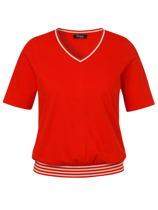 T-Shirt V-Ausschnitt 1/2 Arm (Red / Butter)