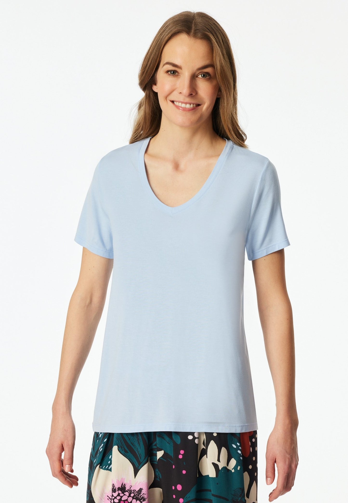T-Shirt V-Ausschnitt (Hellblau)