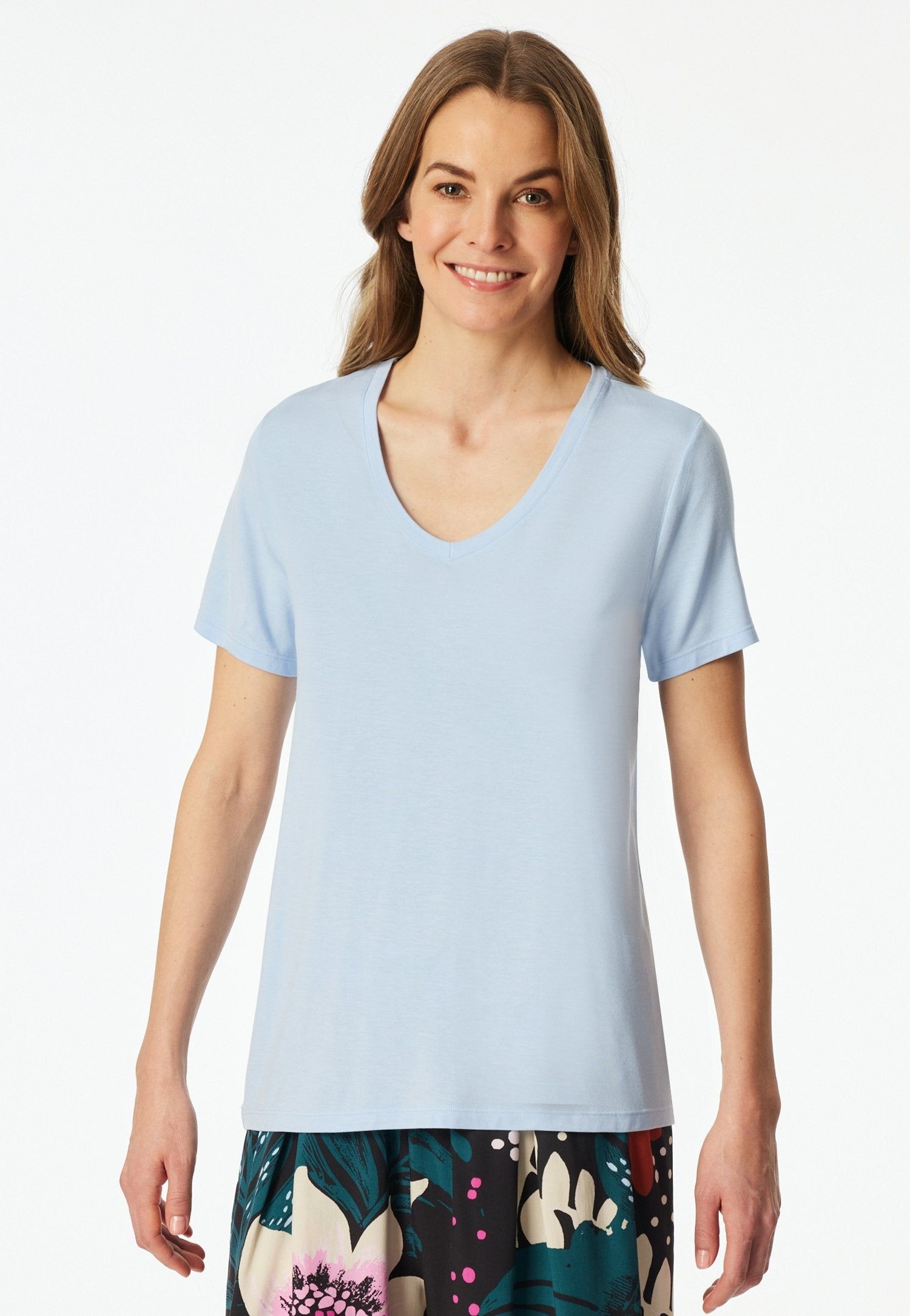 T-Shirt V-Ausschnitt (Hellblau)