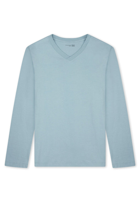 Langarmshirt V-Ausschnitt (Eisblau)
