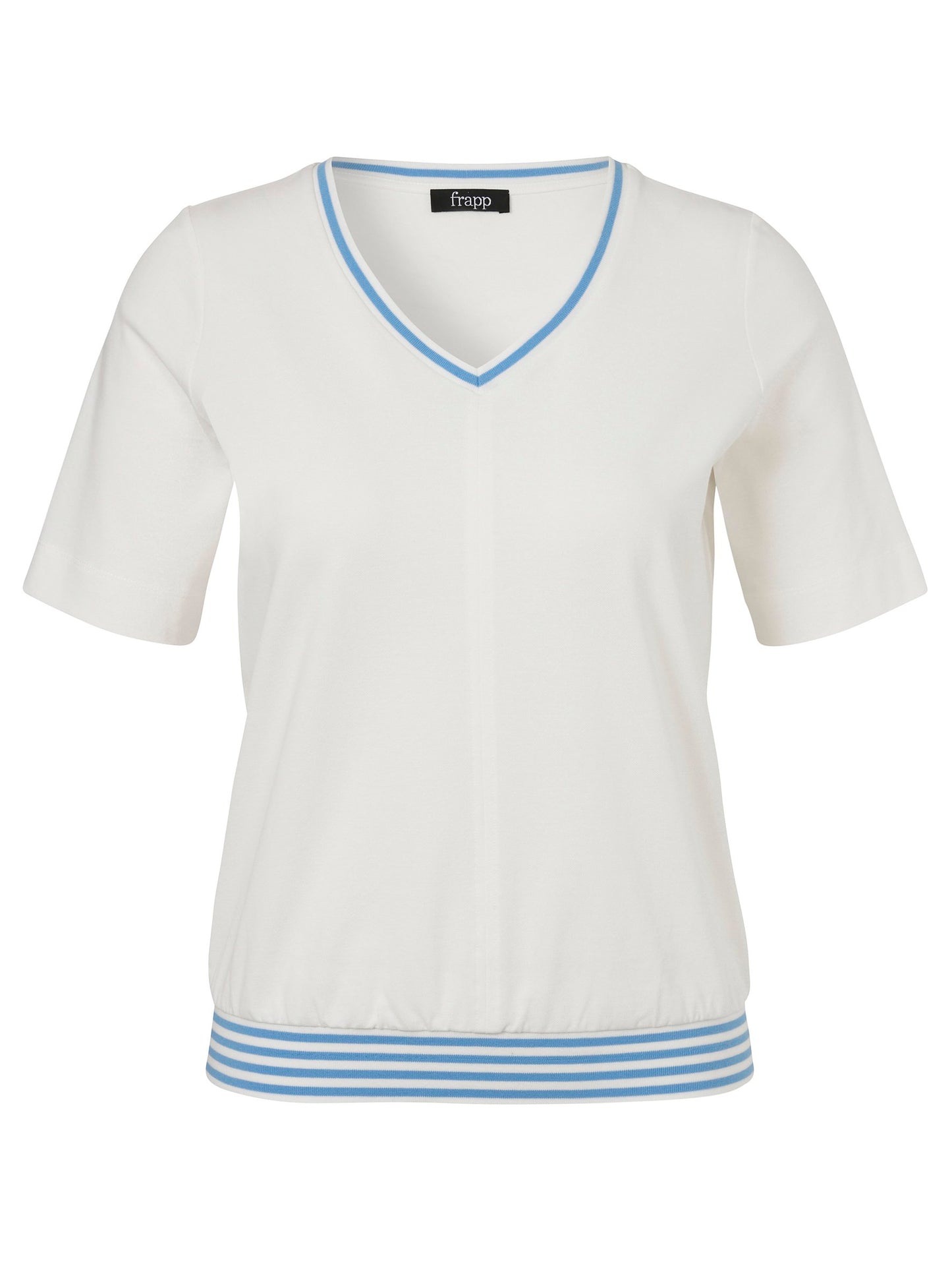 T-Shirt V-Ausschnitt 1/2 Arm (Offwhite / Az)