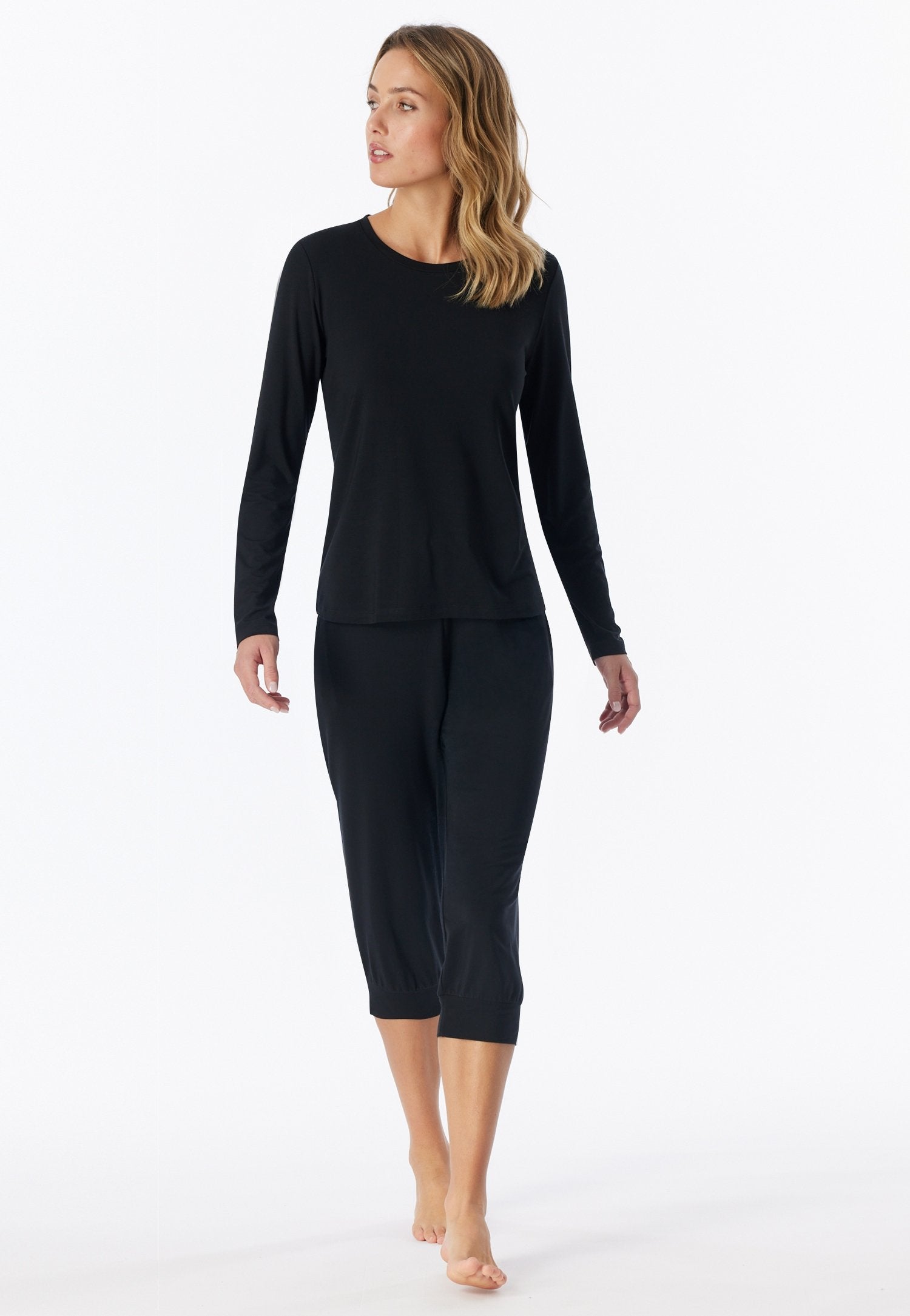 Shirt langarm Rundhals (Schwarz)